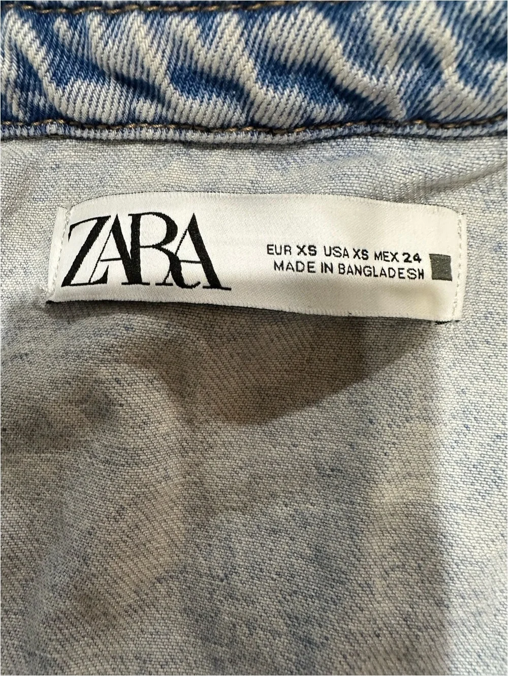 ZARA Light Blue Acid‑Wash Denim Romper – Size XS (Fits Small)